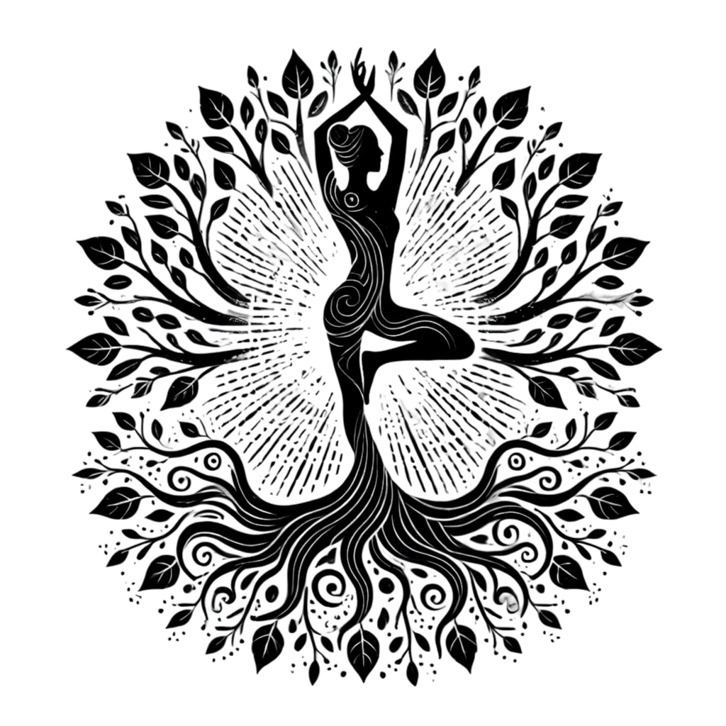 DALL·E 2024-12-16 15.37.46 - A silhouette of a person in a yoga pose resembling a tree, blending human and nature. The figure is elegantly posed with one leg bent in a tree yoga p DALL·E 2024-12-16 15.37.46 - A silhouette of a person in a yoga pose resembling a tree, blending human and nature. The figure is elegantly posed with one leg bent in a tree yoga p